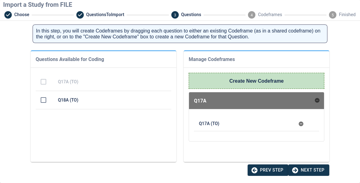 Assign Question To Codeframe